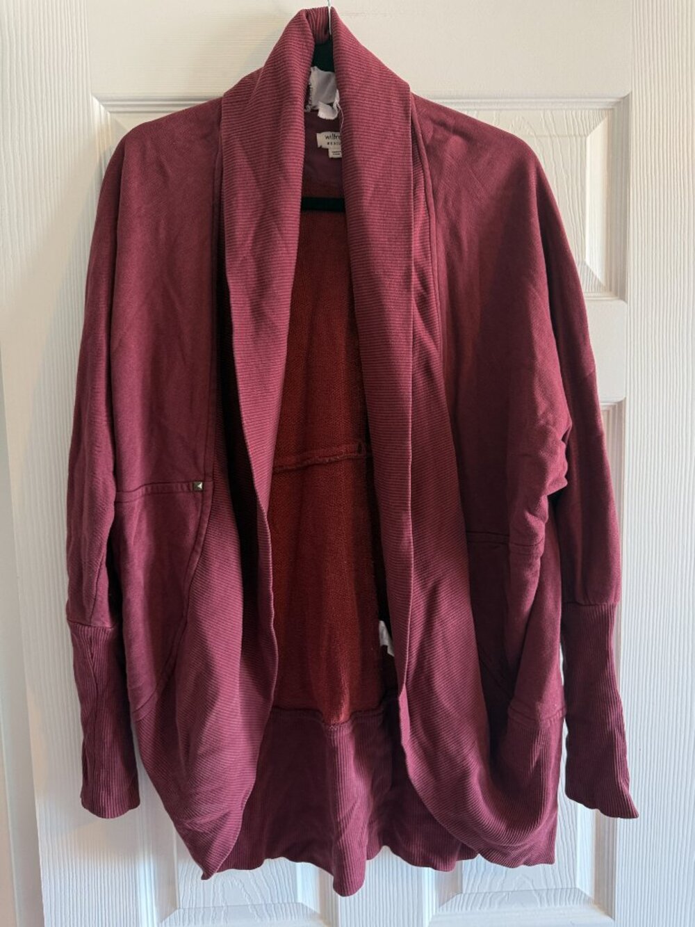 Aritzia Wilfred Burgundy Open Front Cardigan Size M